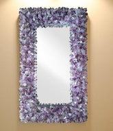 Mystical Purple Amethyst Agate Wall Mirror — Handmade Gemstone Mirror for Elegant Boho Home Decor — Luxury Crystal Interior Accent Piece Unique Handicrafts IND